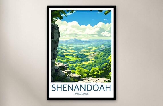 Shenandoah National Park Blue Ridge Valley Overlook Scenic Vintage Travel Poster