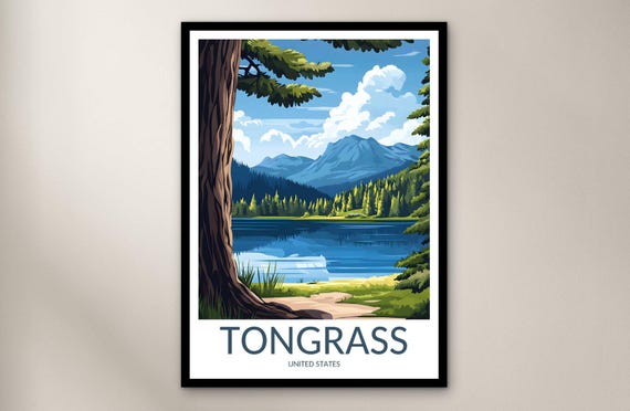Tongrass National Forest Travel Poster Wall Art Print United States Home Decor Gift North America Illustration