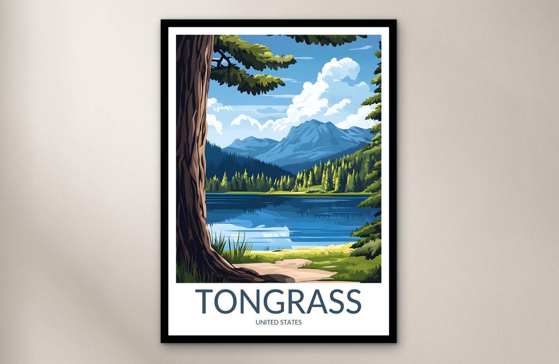 Tongrass National Forest Lake Pine Mountain Scenic Travel Poster