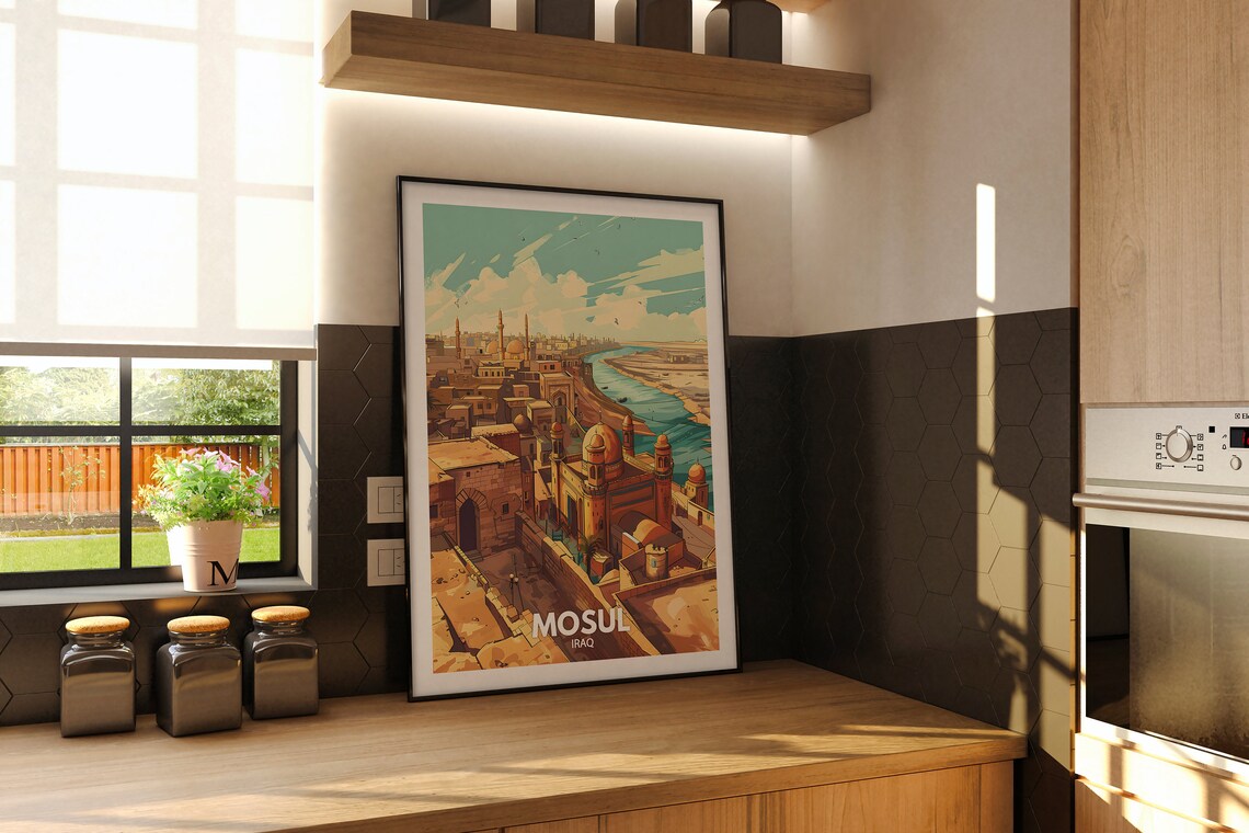 Mosul Iraq Old City Mosques River Middle East Vintage Travel Wall Decor Poster - Image 2
