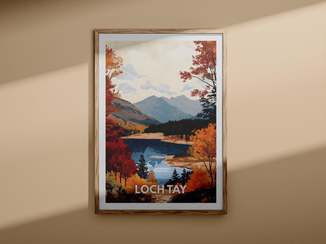 Loch Tay Scotland Autumn Lake Mountains Scenic Retro Travel Poster - Image 3