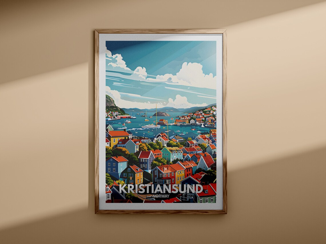 Kristiansund Art Print Kristiansund Travel Poster Norway Wall Art Print Norway Home Decor Travel Wall Art Decor Unique City Poster - Image 3