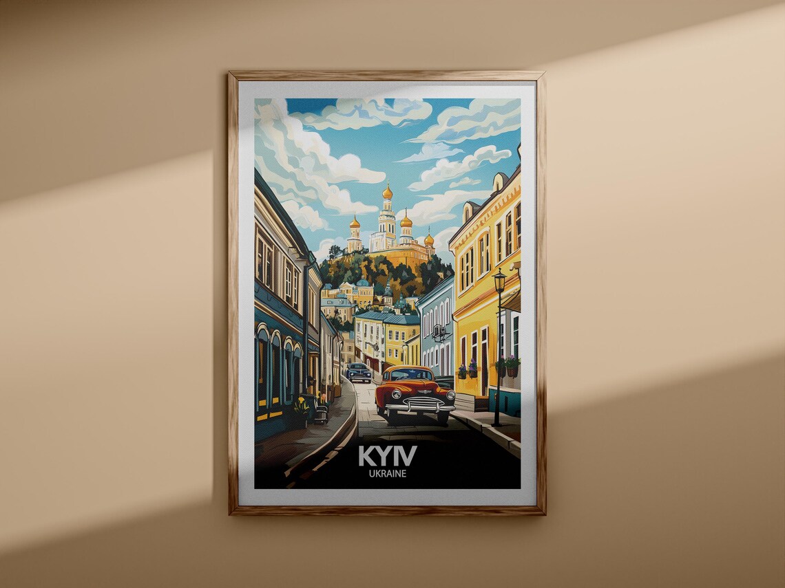 Kyiv Ukraine Golden Dome Churches Street Vintage Travel Poster - Image 3