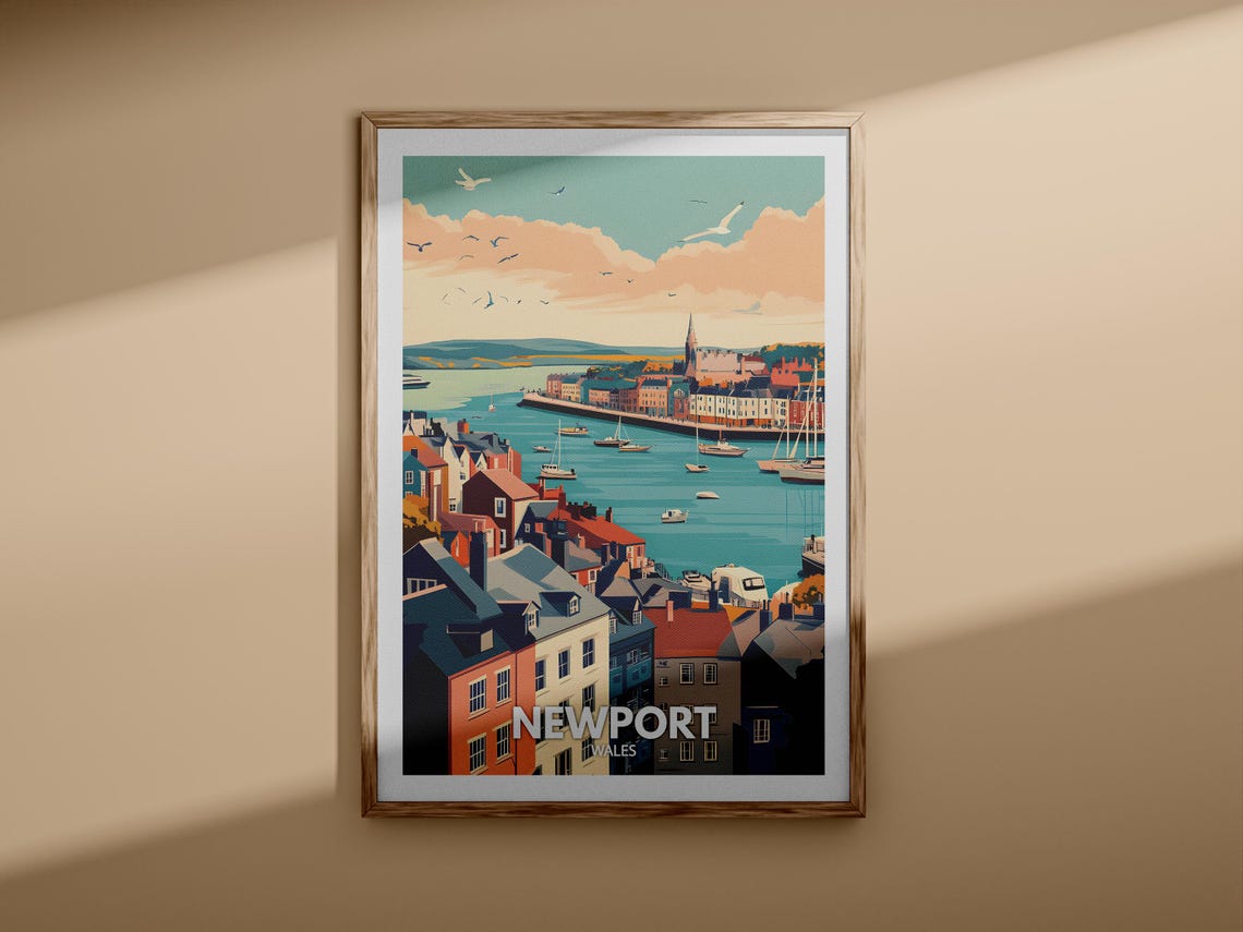 Newport Print Newport Travel Poster Wales Wall Art Print Wales Home Decor Travel Wall Art Decor Unique City Poster - Image 3