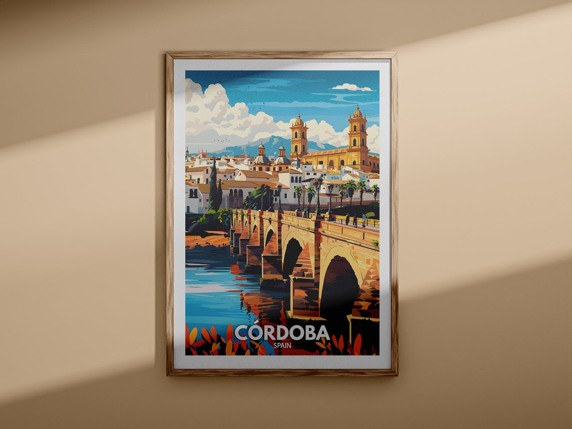 Cordoba Spain Roman Bridge Cathedral Old Town River View Travel Poster - Image 3
