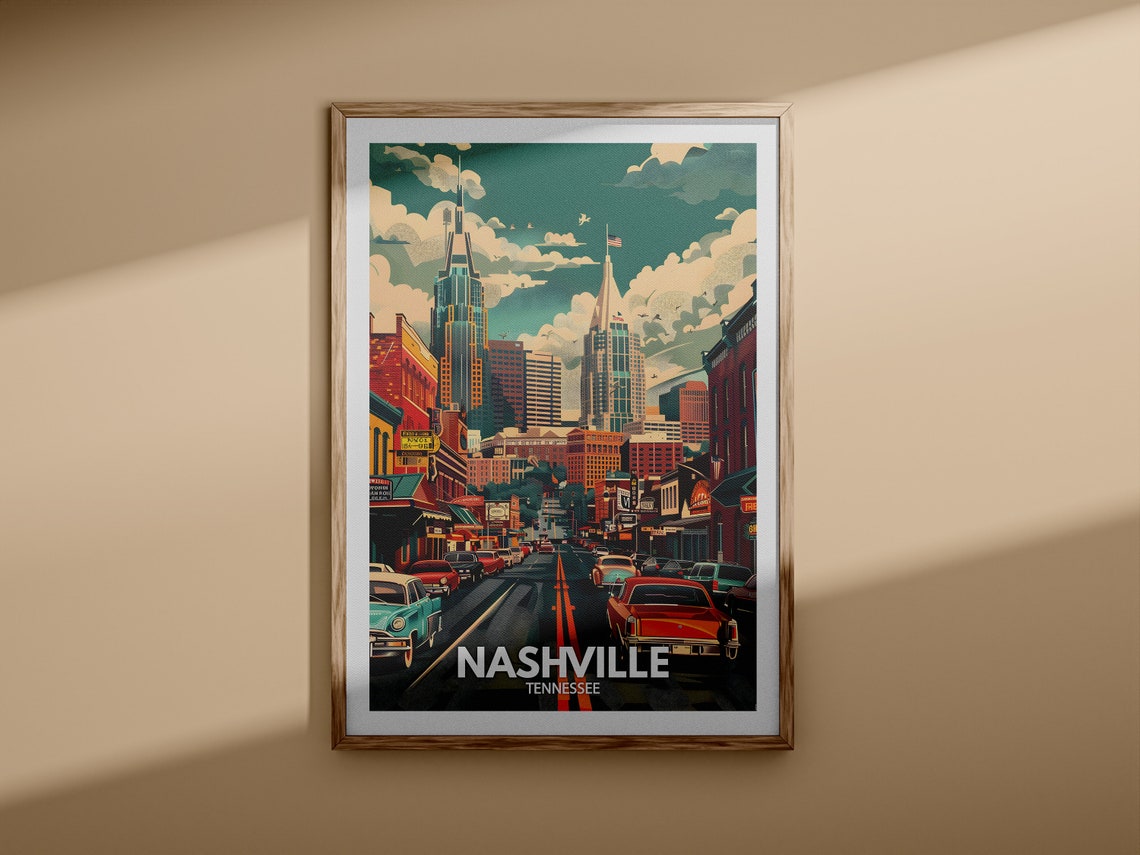 Nashville Print Nashville Travel Poster Tennessee Wall Art Print United States Travel Home Decor Usa City Poster - Image 3