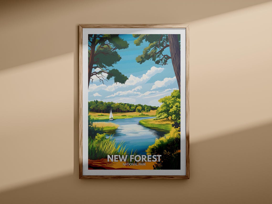 New Forest Print New Forest National Park Poster United Kingdom National Parks Art United Kingdom Travel Poster Nature Prints - Image 3