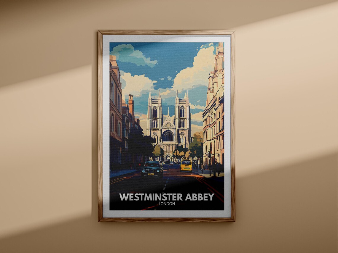 Westminster Abbey London Gothic Street View Landmark Travel Poster - Image 3