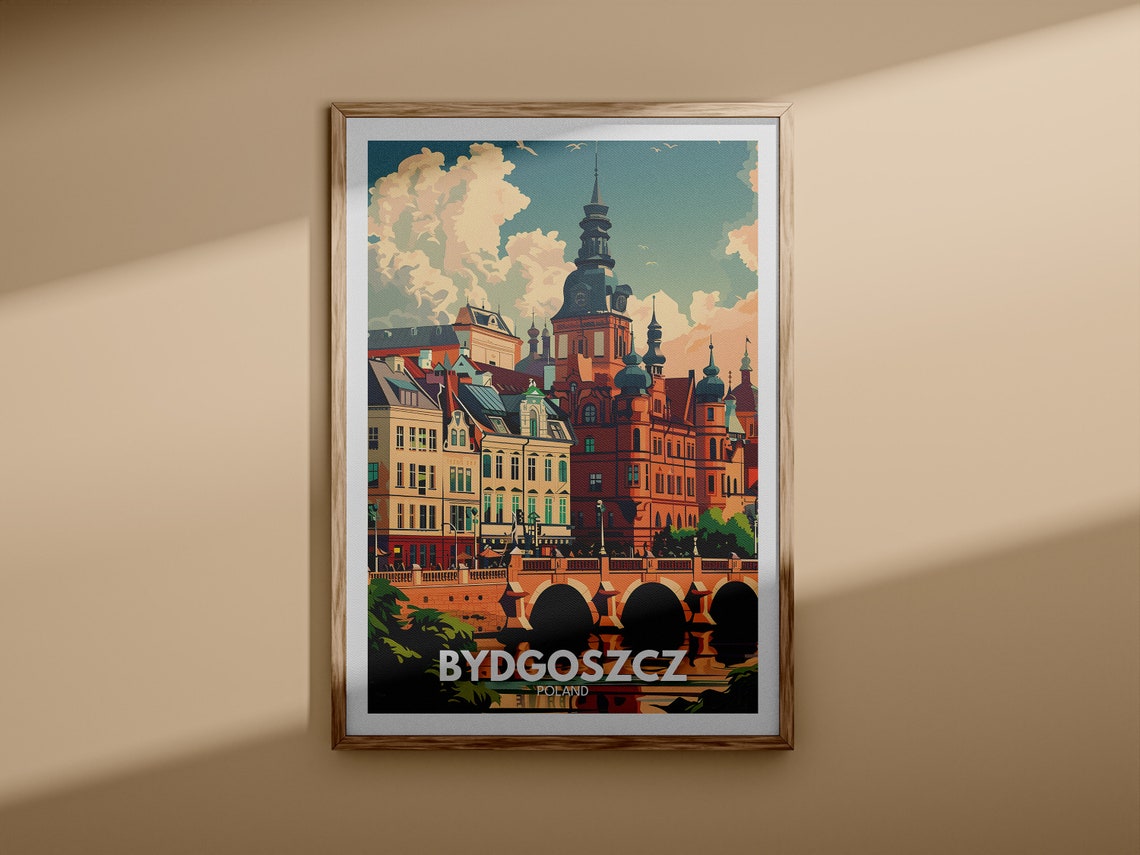Bydgoszcz Poland River Bridge Historic Architecture View Poster - Image 3