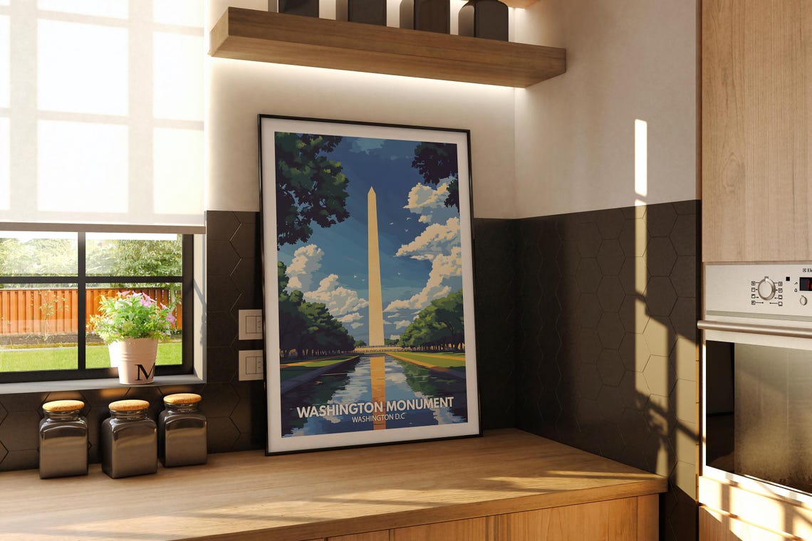 Washington Monument Washington DC Reflecting Pool Travel Poster - Image 2