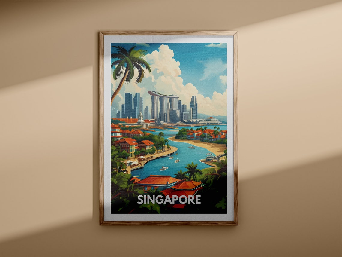 Singapore Print Singapore Travel Poster Singapore Wall Art Print Singapore Home Decor Travel Wall Art Decor Unique City Poster - Image 3