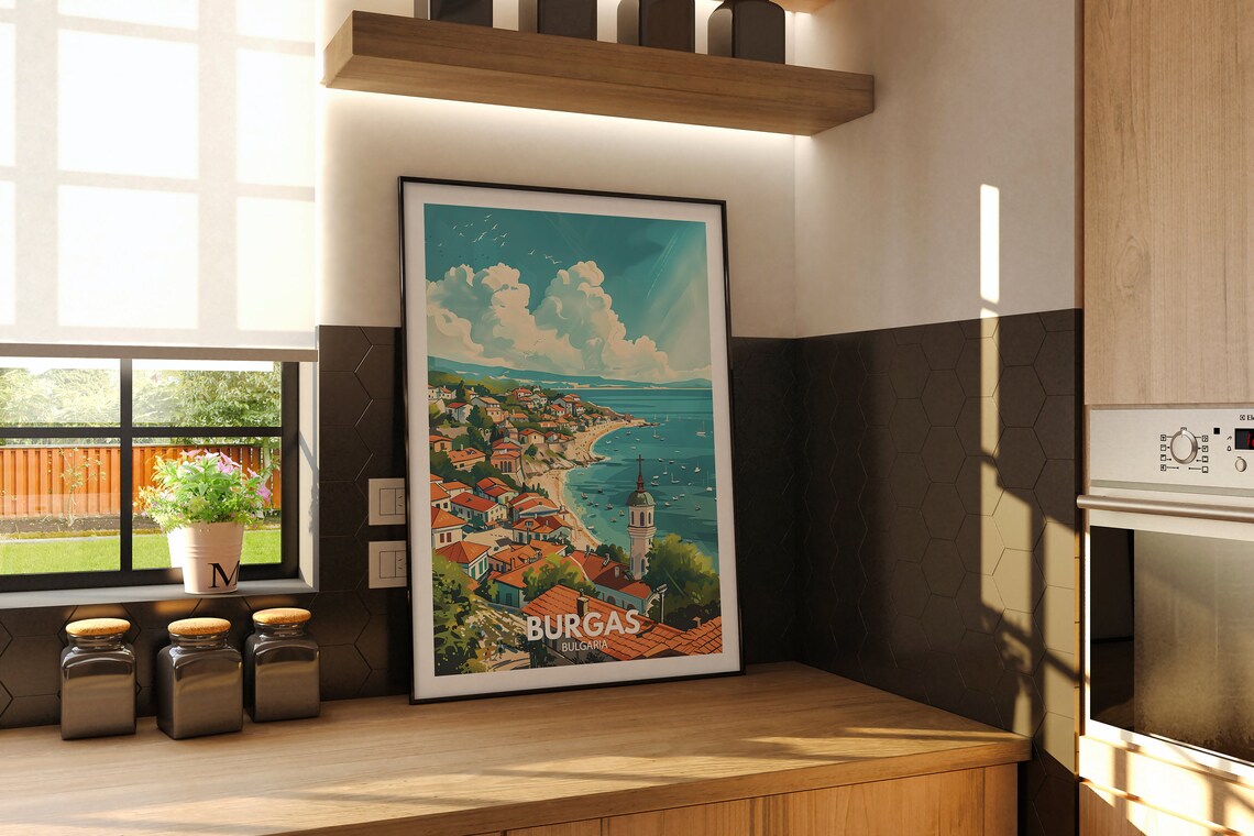 Burgas Print Burgas Travel Poster Bulgaria Wall Art Print Bulgaria Home Decor Travel Wall Art Decor Unique City Poster - Image 2