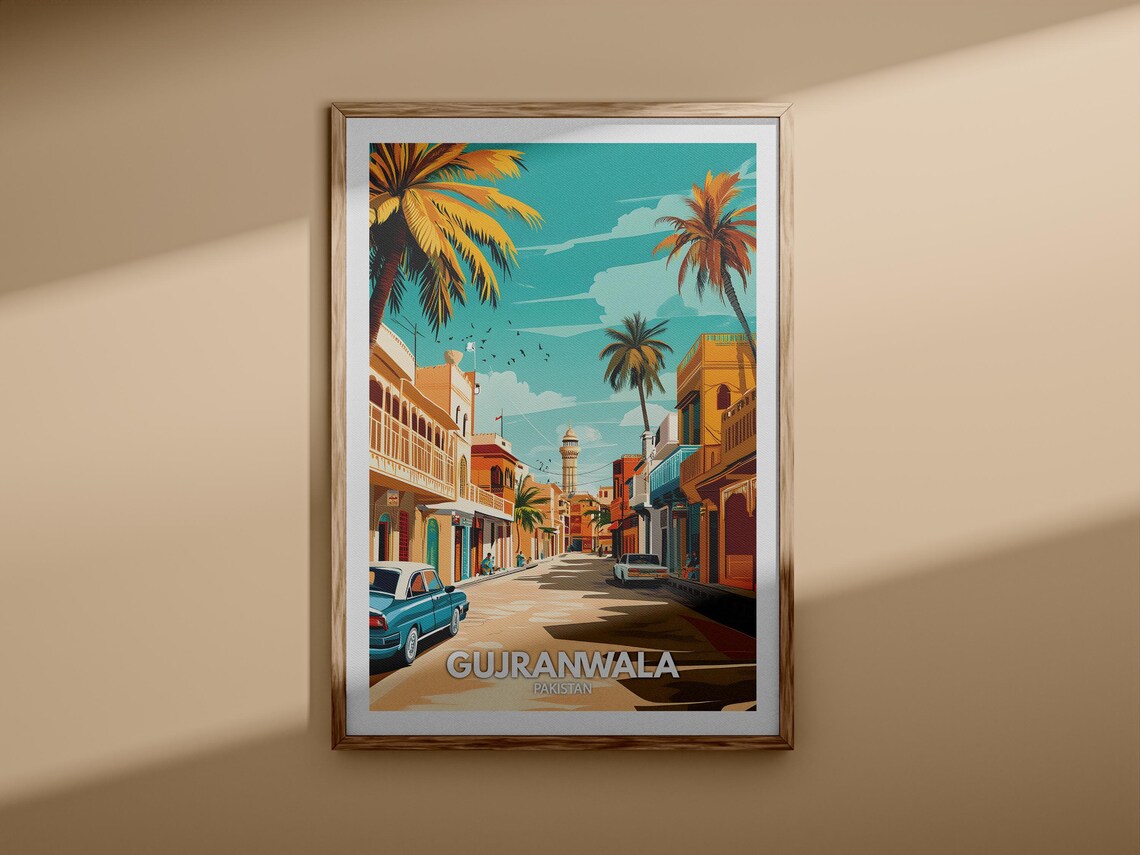 Vintage Gujranwala Pakistan City Street Retro Travel Art Poster - Image 3