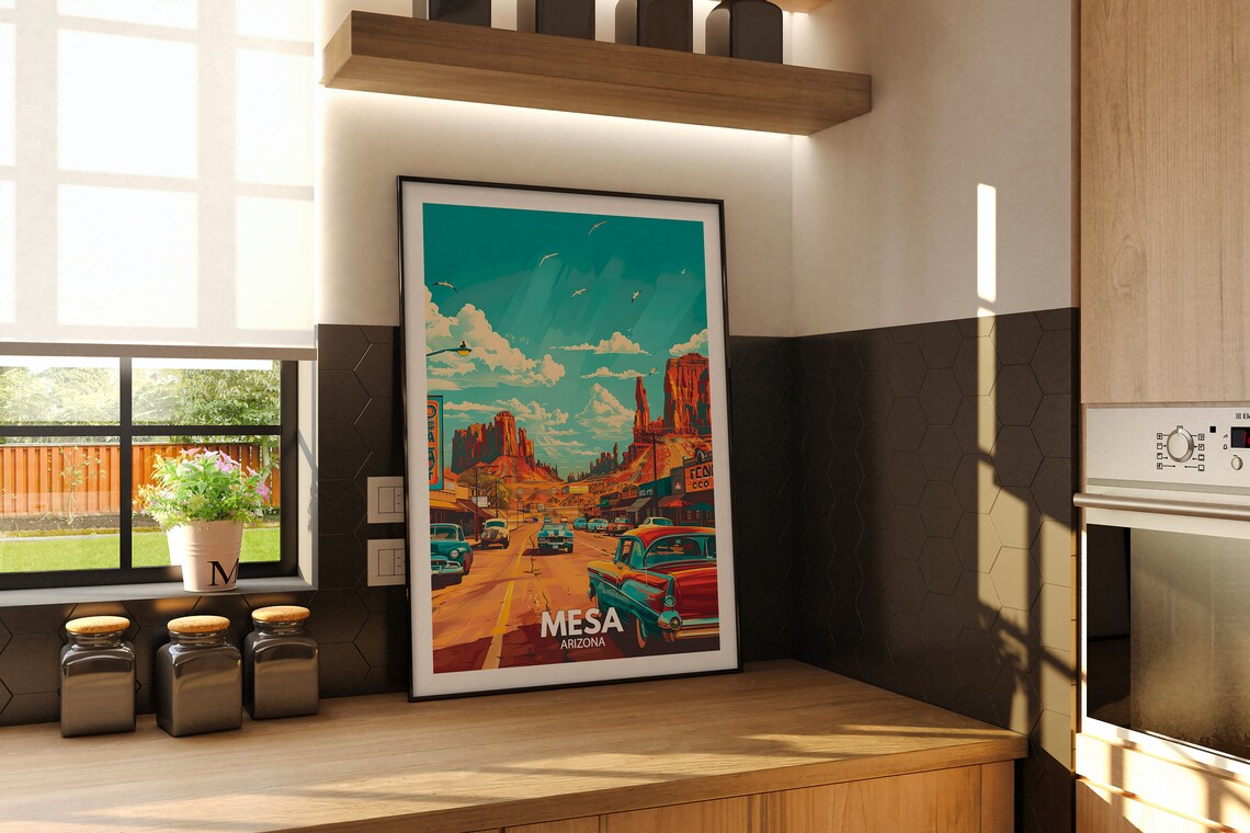 Mesa Print Mesa Travel Poster Arizona Wall Art Print United States Travel Home Decor Usa City Poster - Image 2