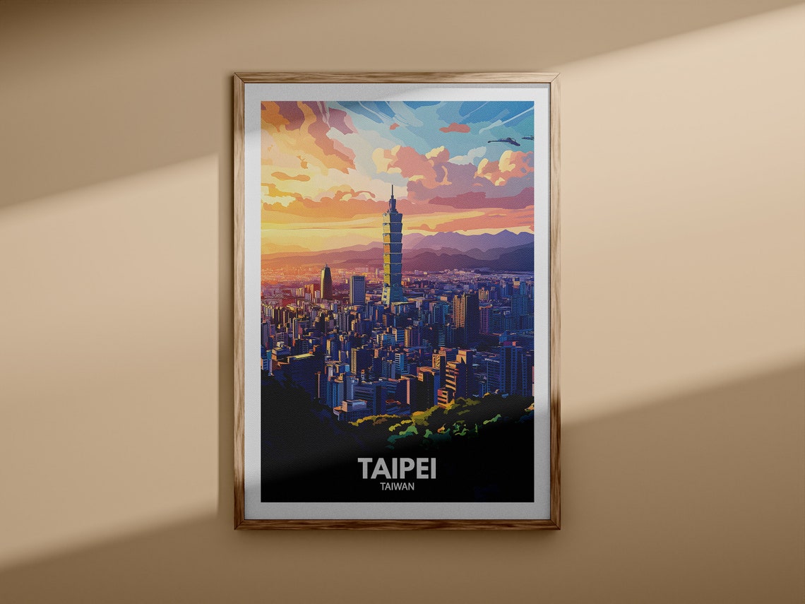 Taipei Taiwan Taipei 101 Skyscraper Sunset City Travel Poster - Image 3