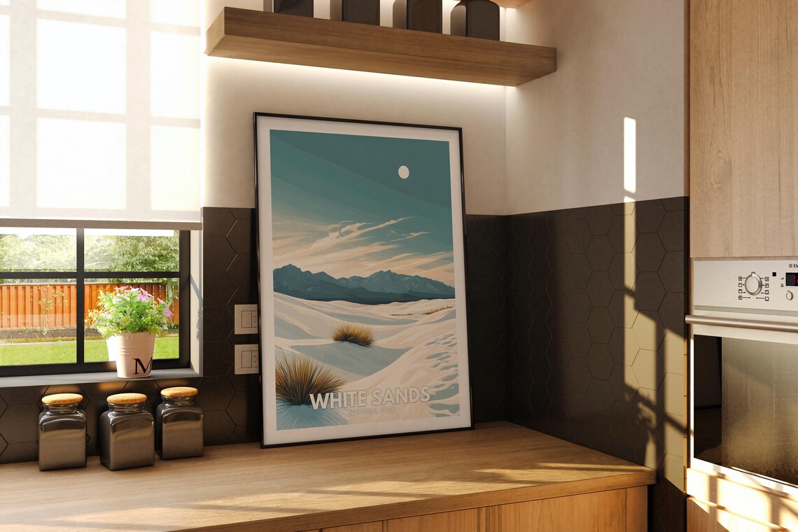 White Sands Print White Sands National Park Poster United States National Parks Art United States Travel Poster Nature Prints - Image 2