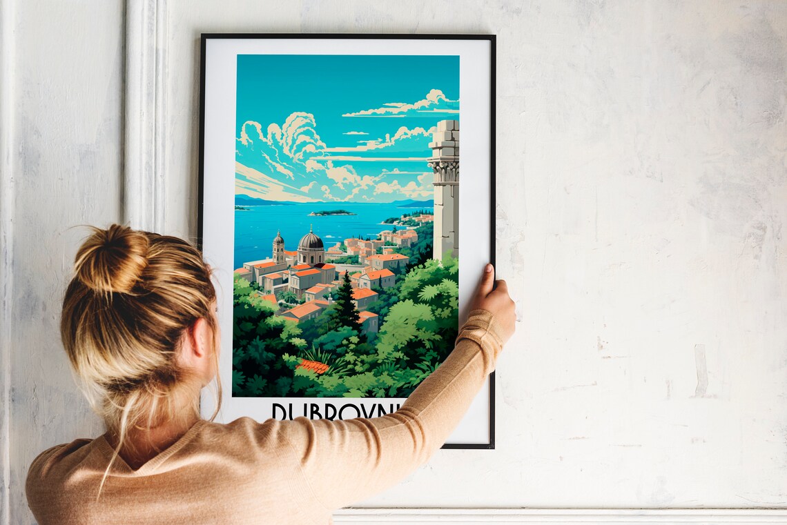 Dubrovnik Croatia Old Town Adriatic Coast View Travel Poster - Image 2