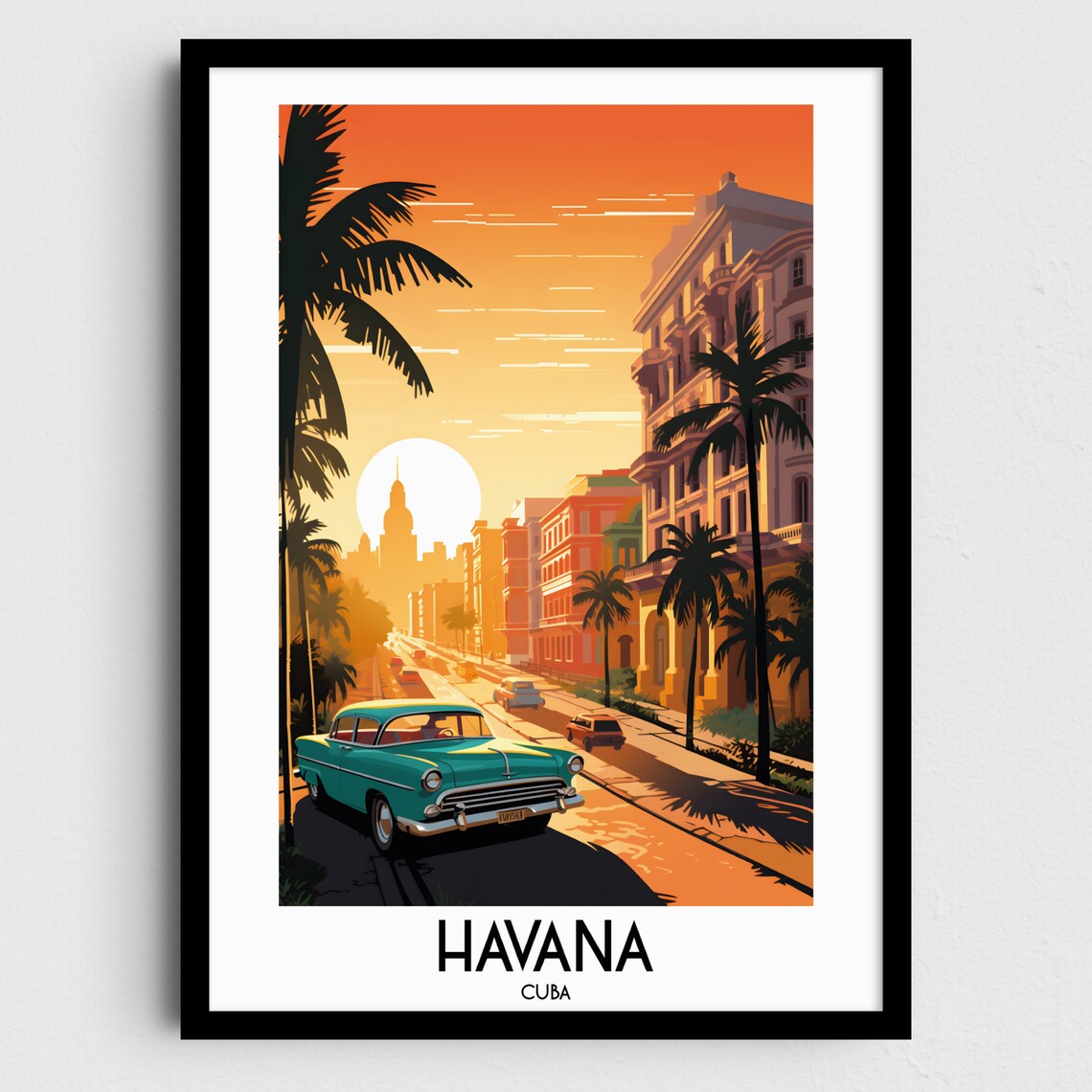 Havana Travel Poster, Caribbean Home Decor