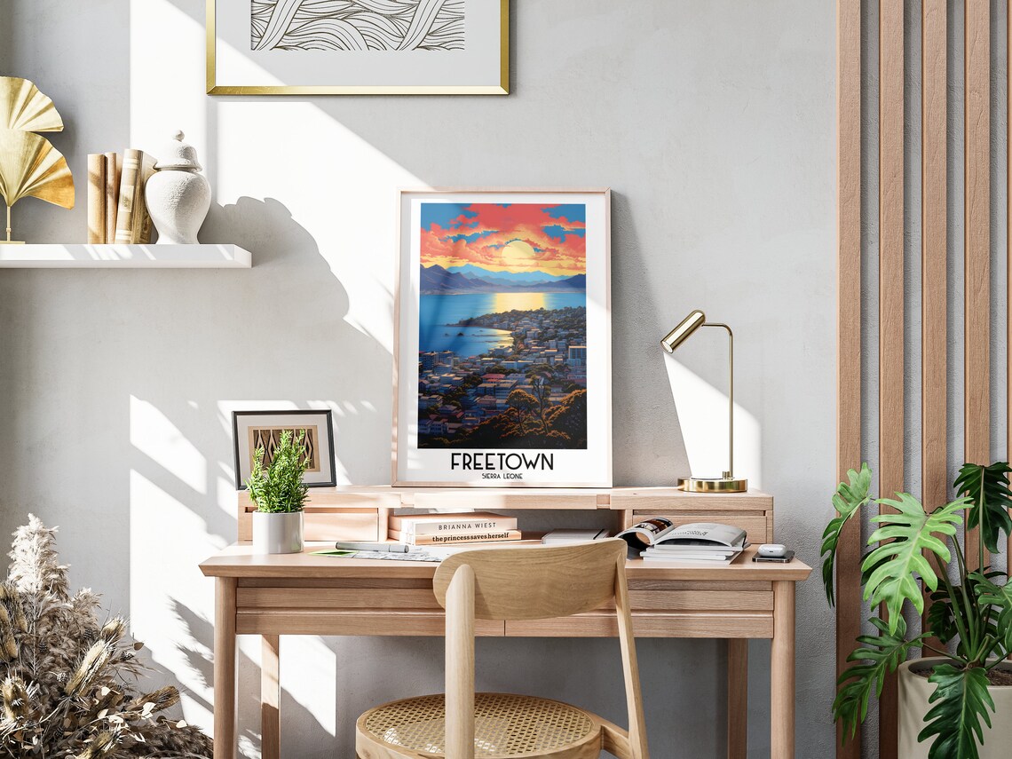 Freetown Sierra Leone Harbor Sunset Skyline Bay Travel Poster - Image 3