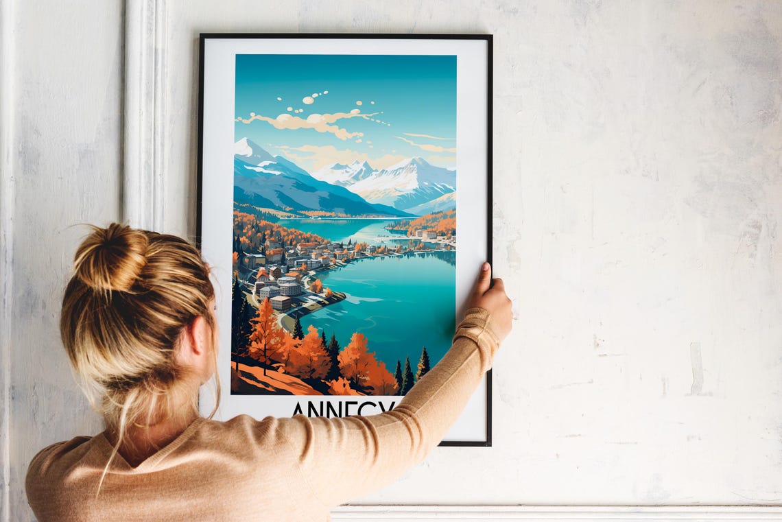 Annecy Travel Wall Art France Painting Gifts Europe Home Decor Prints Posters Handmade Art French - Image 2