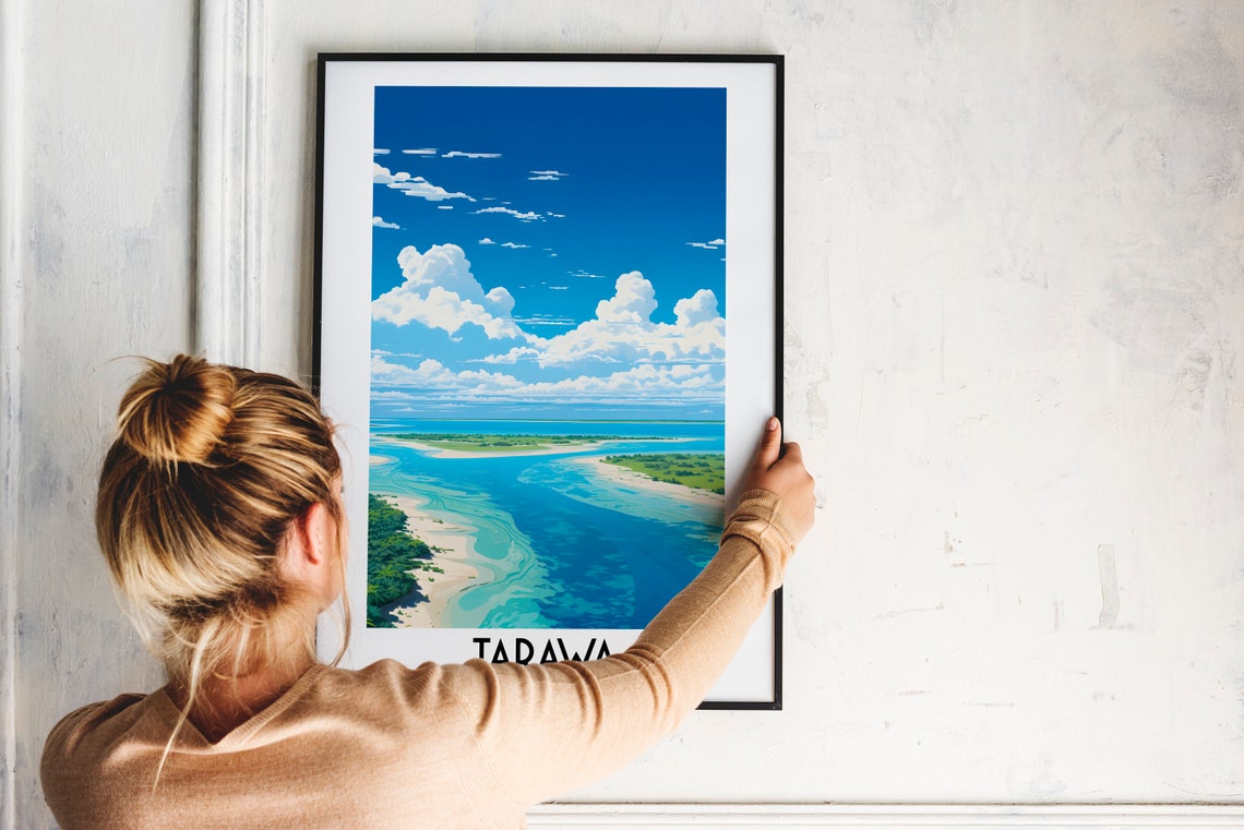 Tarawa Kiribati Pacific Atoll Aerial Lagoon Ocean View Poster - Image 2