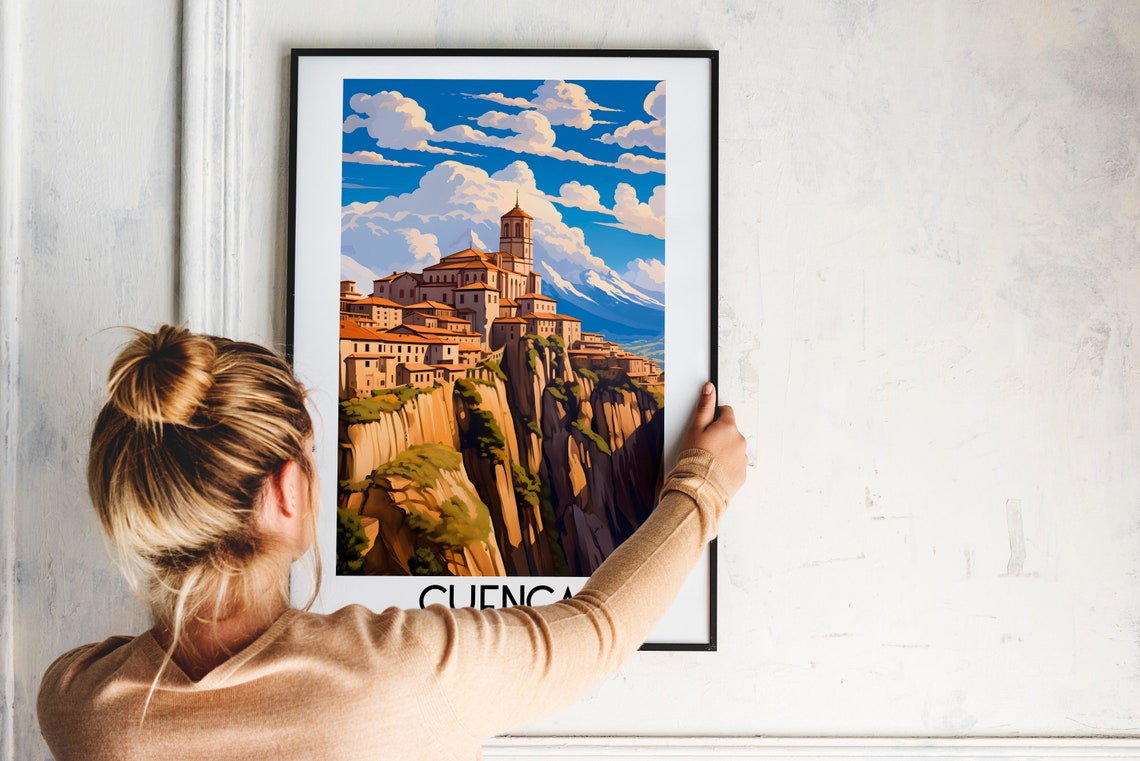 Dramatic Cuenca Ecuador Cliffside Church and Old Town Poster - Image 2