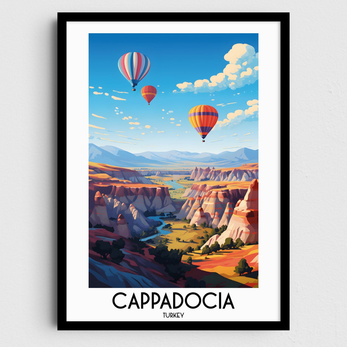 Cappadocia Turkey Hot Air Balloons Fairy Chimneys Travel Poster