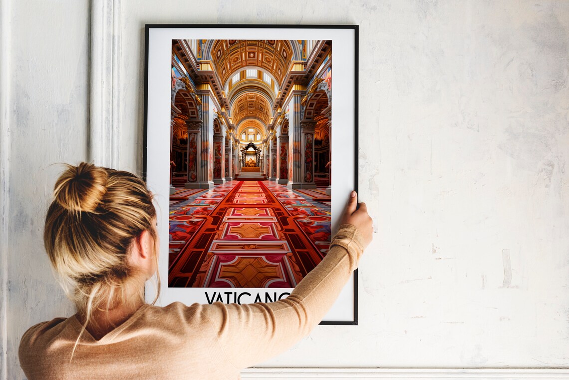 Vaticano Italy St Peters Basilica Interior Baroque Marble Hall Poster - Image 2