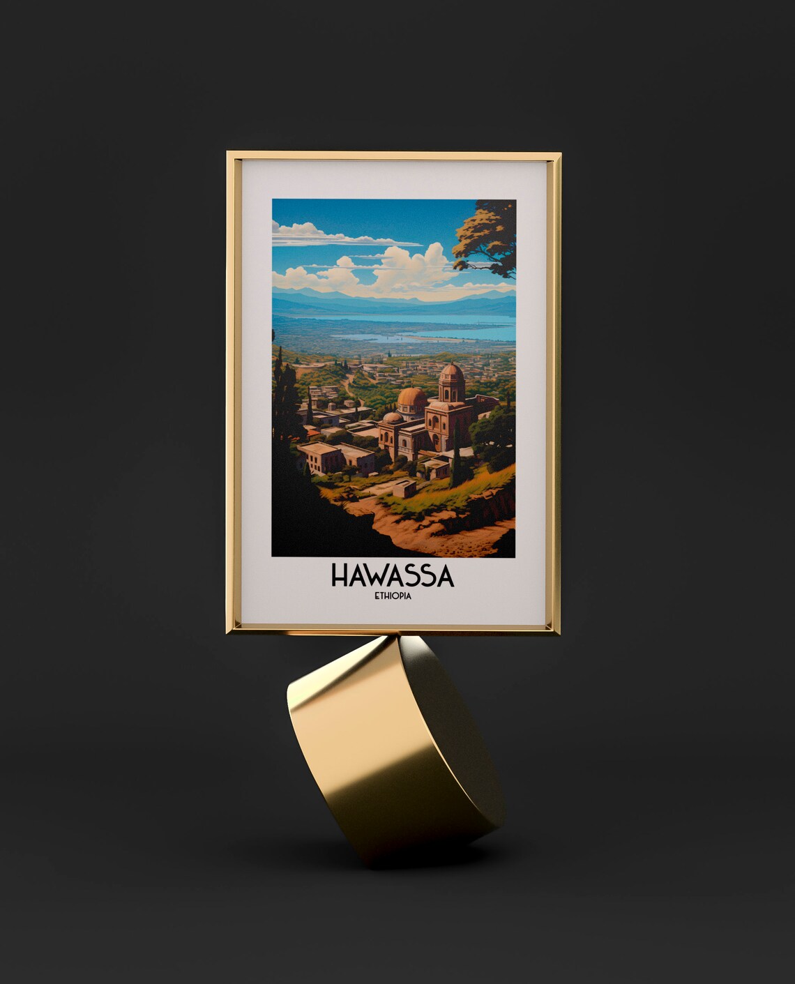 Hawassa Ethiopia Lake Domed Churches Mountain Panoramic Travel Poster - Image 2