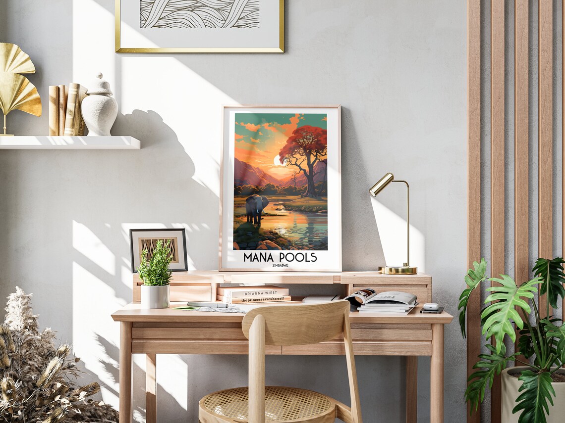 Mana Pools Travel Poster, Zimbabwe Africa Decor - Image 3