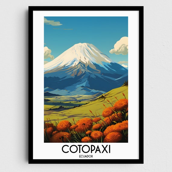 Cotopaxi Ecuador Snow Capped Volcano Wildflower Meadow Poster