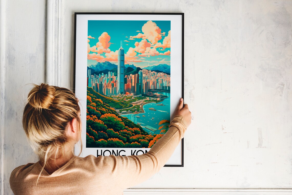 Hong Kong Travel Poster, China Asia Home Decor - Image 2