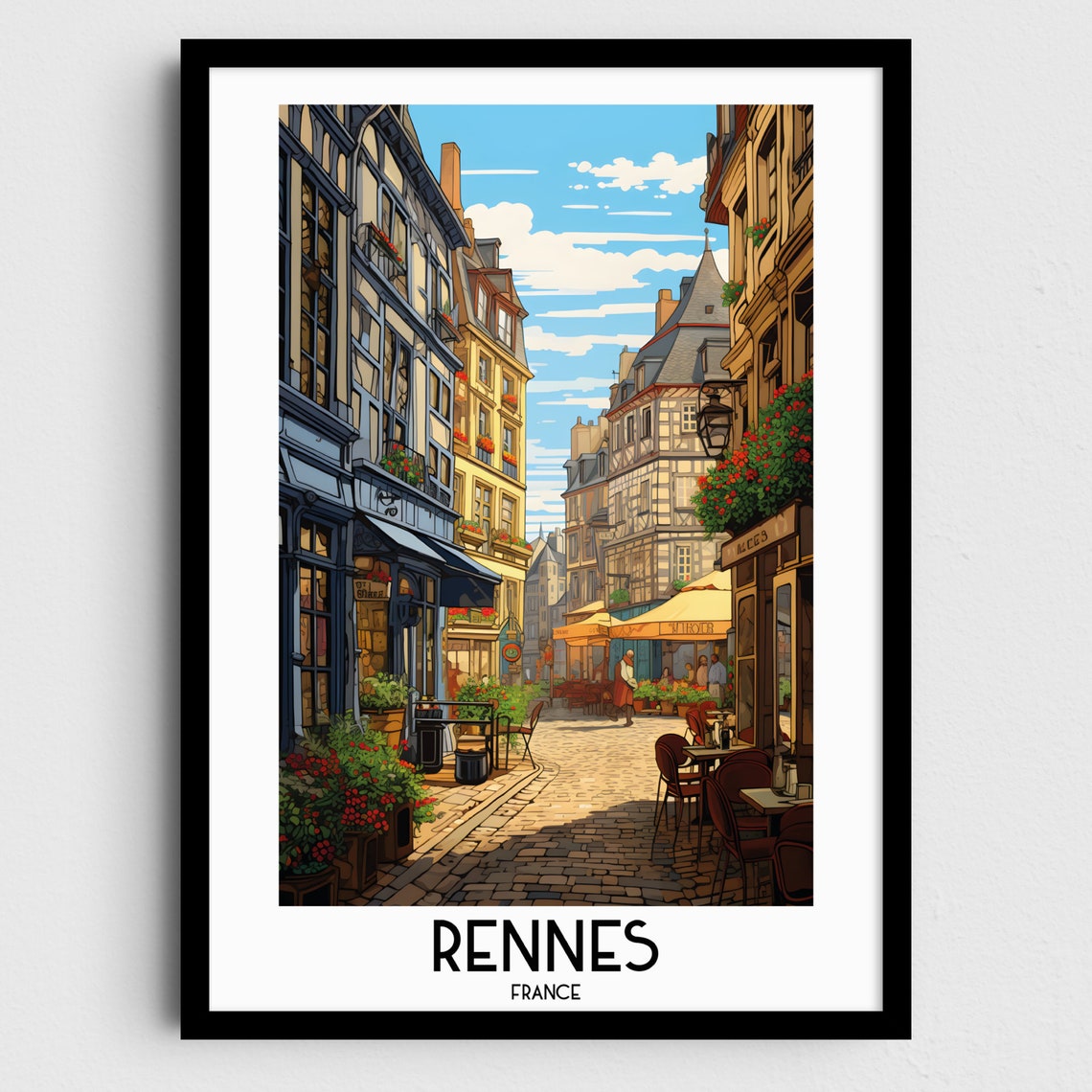 Rennes Travel Wall Art France Painting Gifts Europe Home Decor Prints Posters Handmade Art French