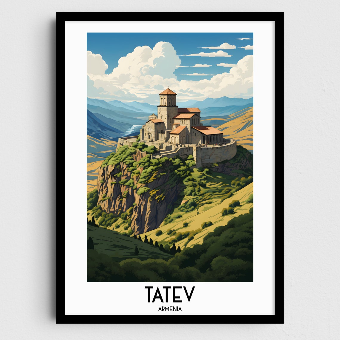 Tatev Armenia Monastery Clifftop Ancient Stone Travel Poster