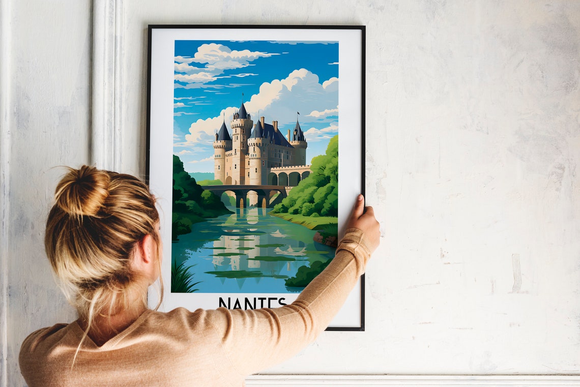 Nantes Travel Wall Art France Painting Gifts Europe Home Decor Prints Posters Handmade Art French - Image 2