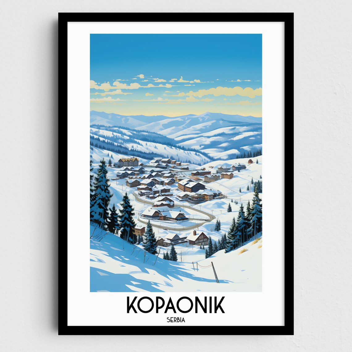Kopaonik Serbia Snowy Mountain Ski Resort Winter Scenery Poster