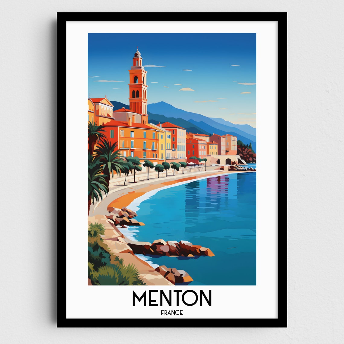 Menton Travel Wall Art France Painting Gifts Europe Home Decor Prints Posters Handmade Art French