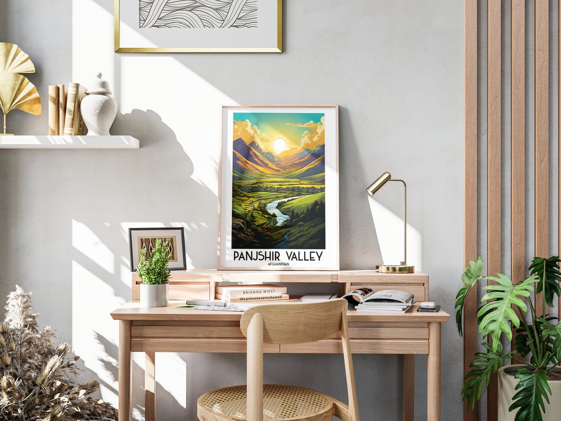 Panjshir Valley Afghanistan Mountain Sunrise River Travel Poster - Image 3