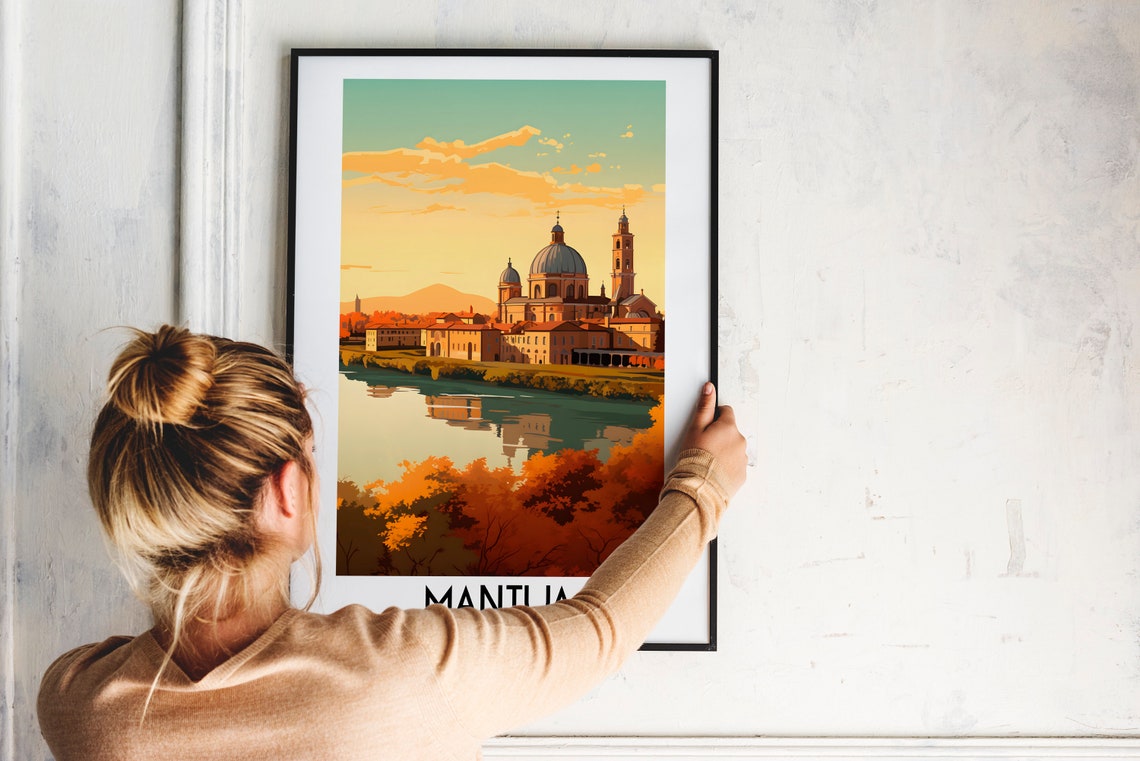 Mantua Italy Riverside Cathedral Sunset Old Town View Poster - Image 2