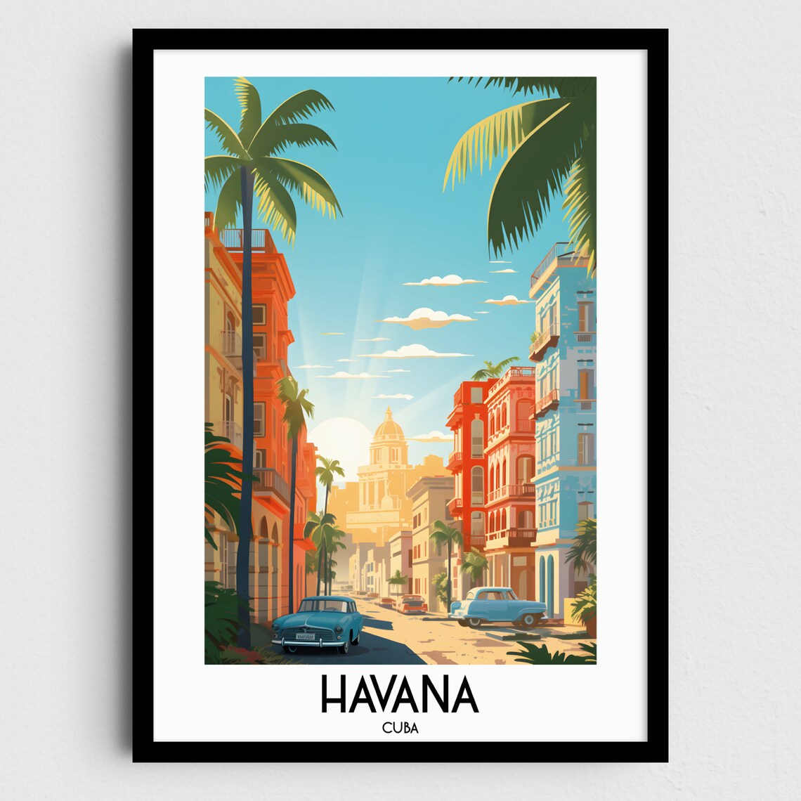 Havana Travel Poster, Cuba Caribbean Home Decor