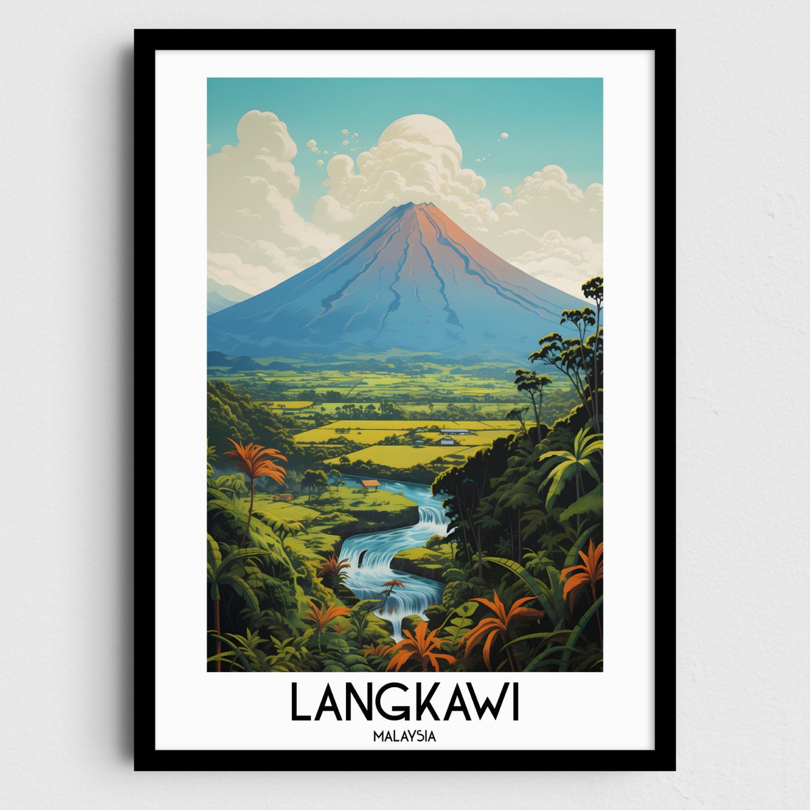 Langkawi Malaysia Lush Jungle Mountain Waterfall Scenery Poster