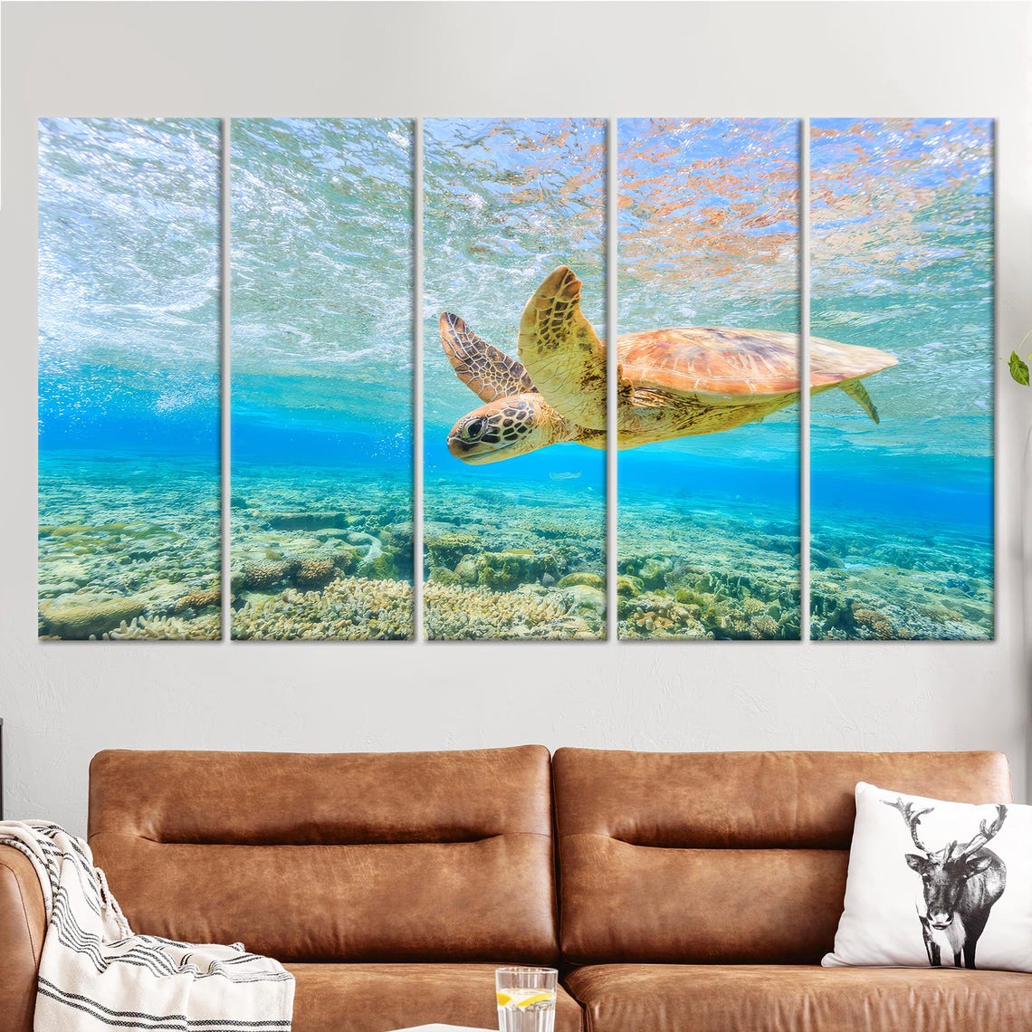 Sea Turtle Swimming Ocean Wall Art - Image 2