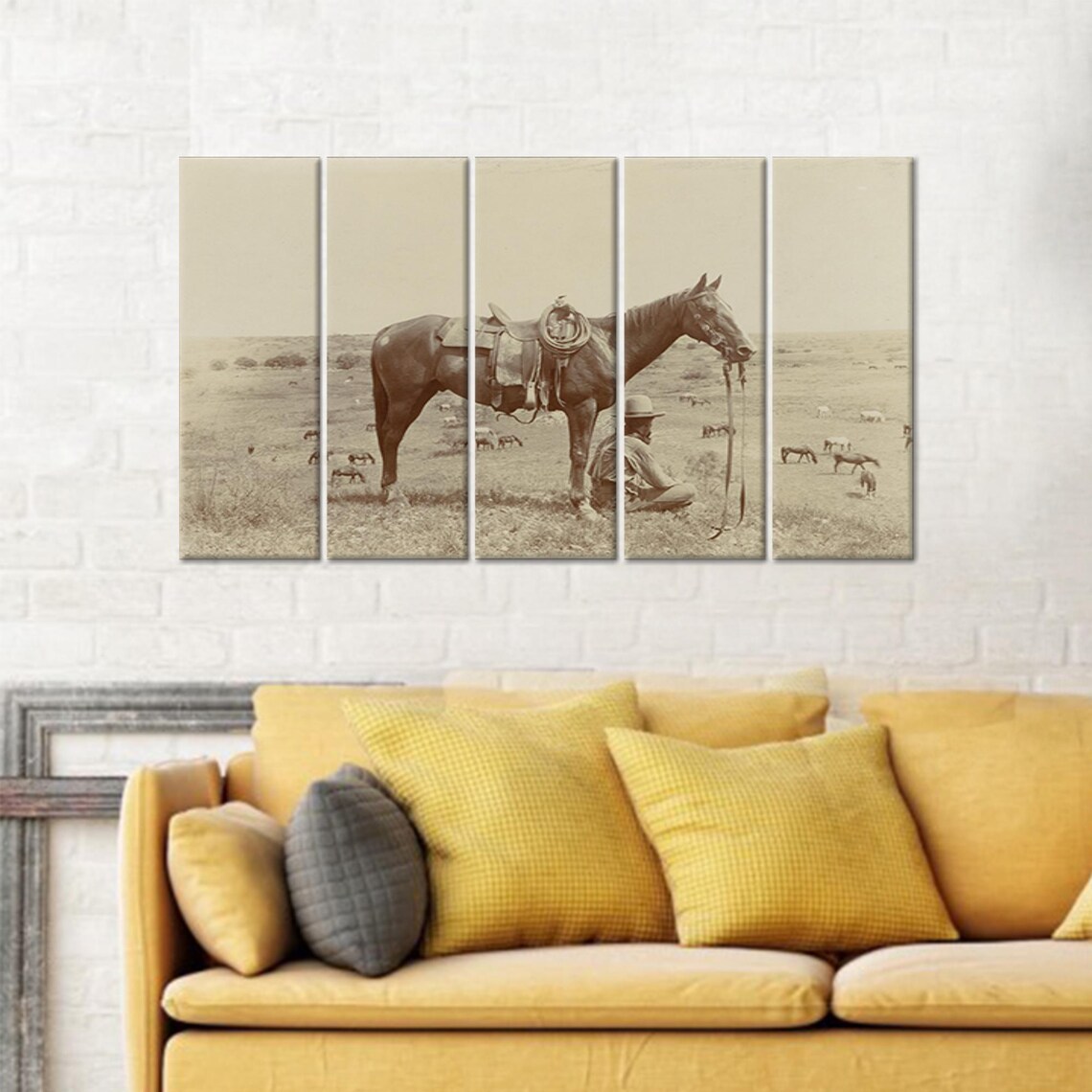 Horse Painted Glass Texas Cowboy Art Decor - Image 2