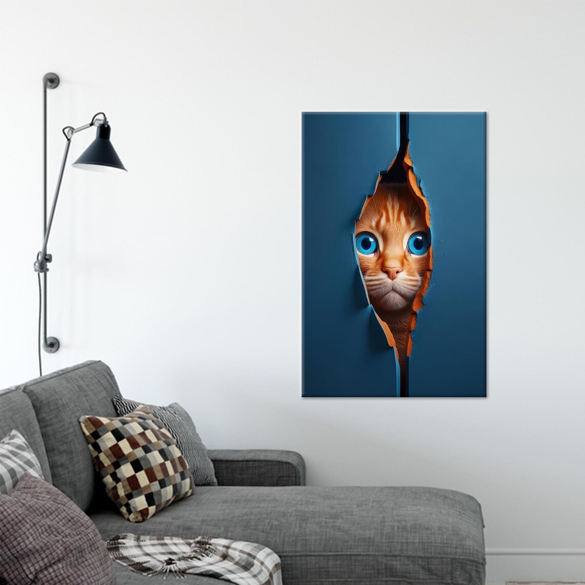 Cute Cat Art Print, Personalized Baby Gift