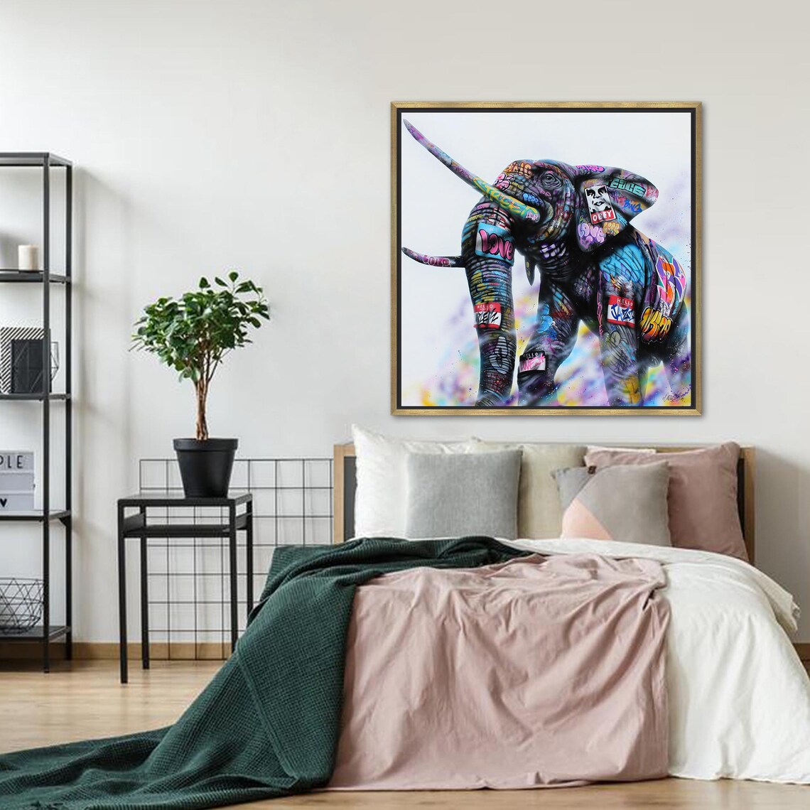 Colorful Elephant Graffiti Wall Decoration - Image 2