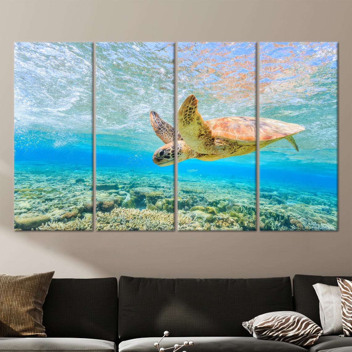 Sea Turtle Swimming Ocean Wall Art - Image 3