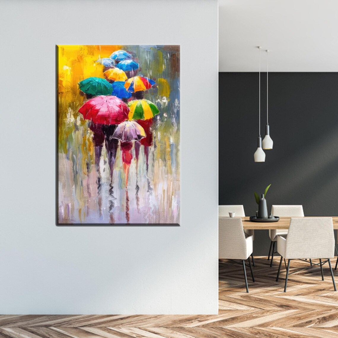 People With Umbrella, Modern Bedroom Decor