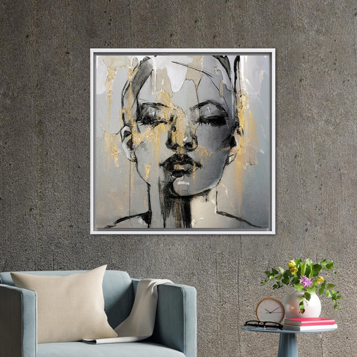 Contemporary Woman Portrait, Modern Gift Glass Art - Image 3