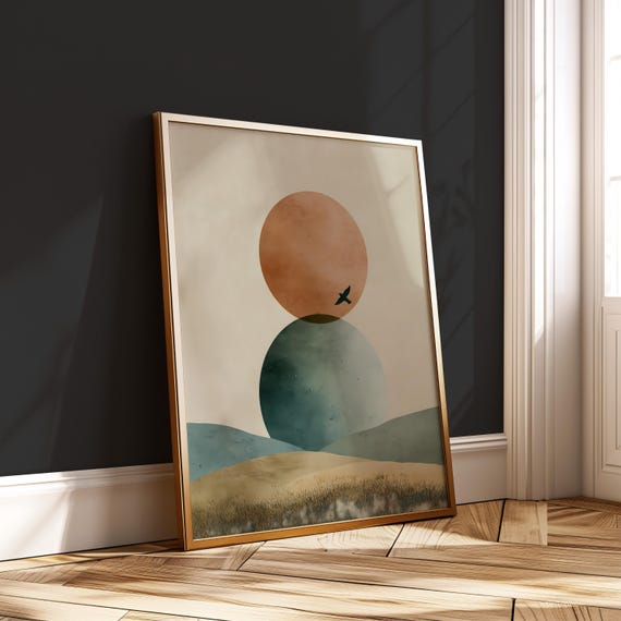 Japandi Geometric Nature Print Abstract Spheres Landscape Minimalist Wall Art