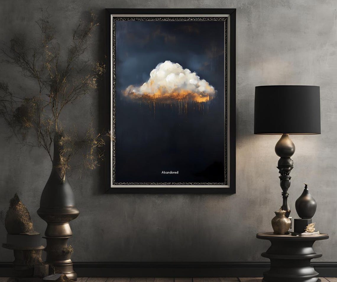 Abandoned Glowing Cloud Dark Moody Storm Oil Painting Art Poster - Image 2
